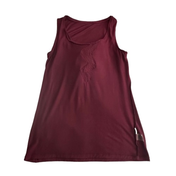 Ann Taylor Women's Medium Burgundy/Maroon Scoop Neckline Ruffled Tank Top - Picture 11 of 14